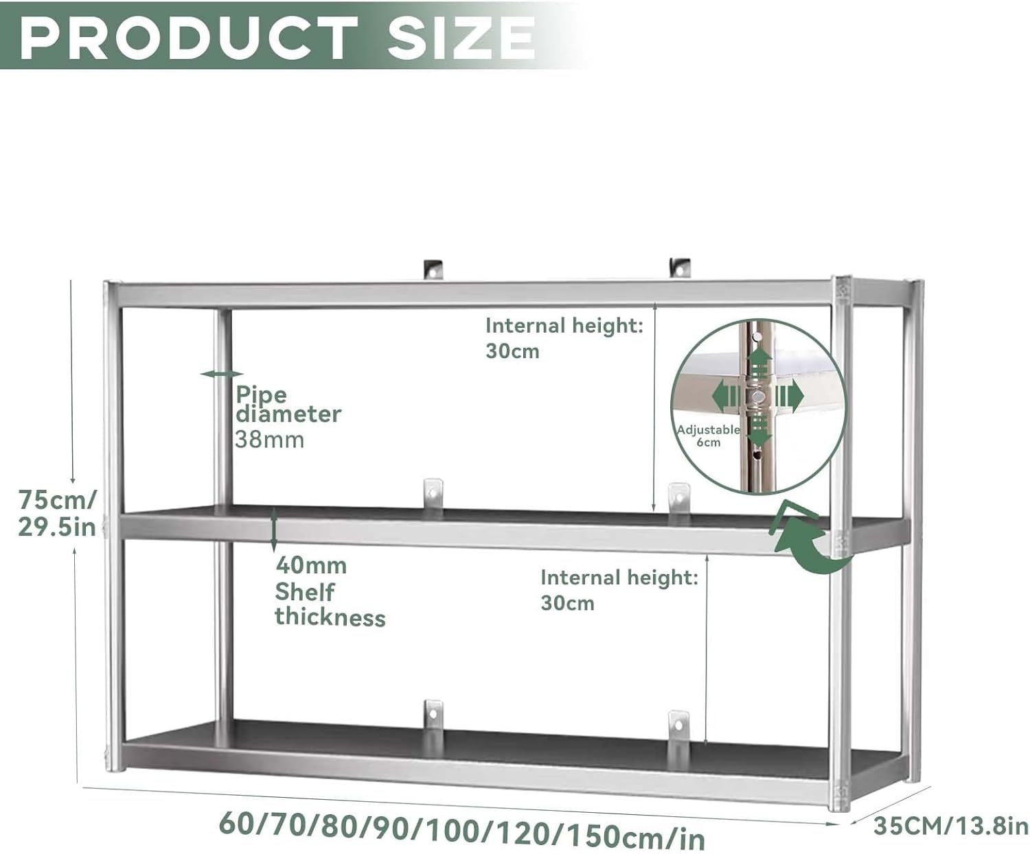 3-Tier Wall Mounted Stainless Steel Shelf – Kitchen & Home Essentials