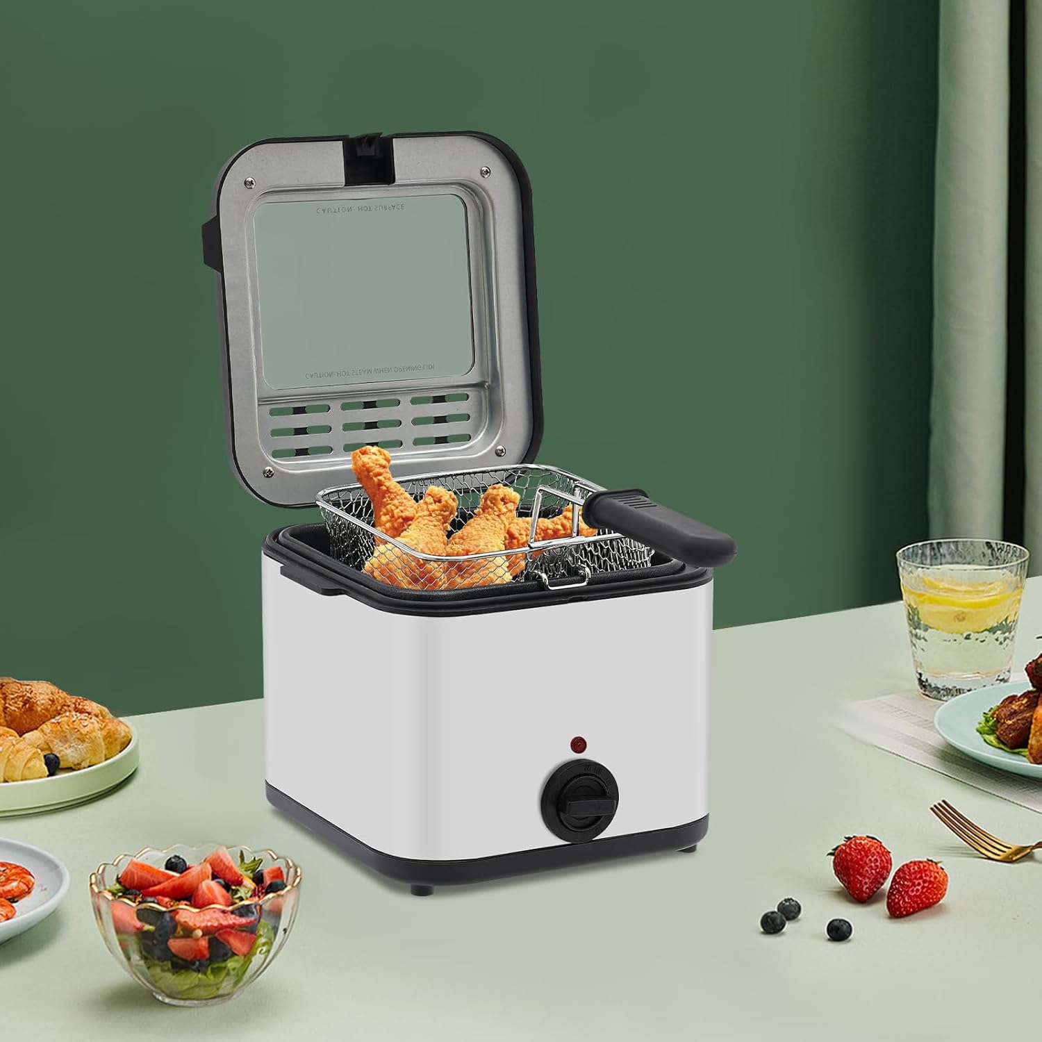 Adjustable Temperature Deep Fryer – Compact Anti-Scald Electric Oil Fryer