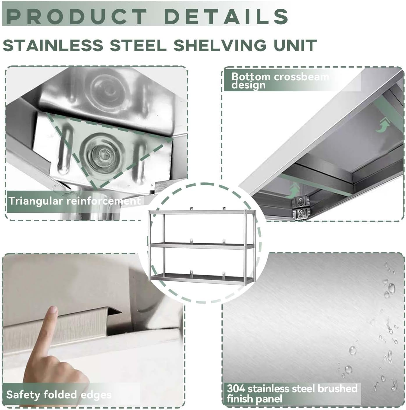 3-Tier Wall Mounted Stainless Steel Shelf – Kitchen & Home Essentials