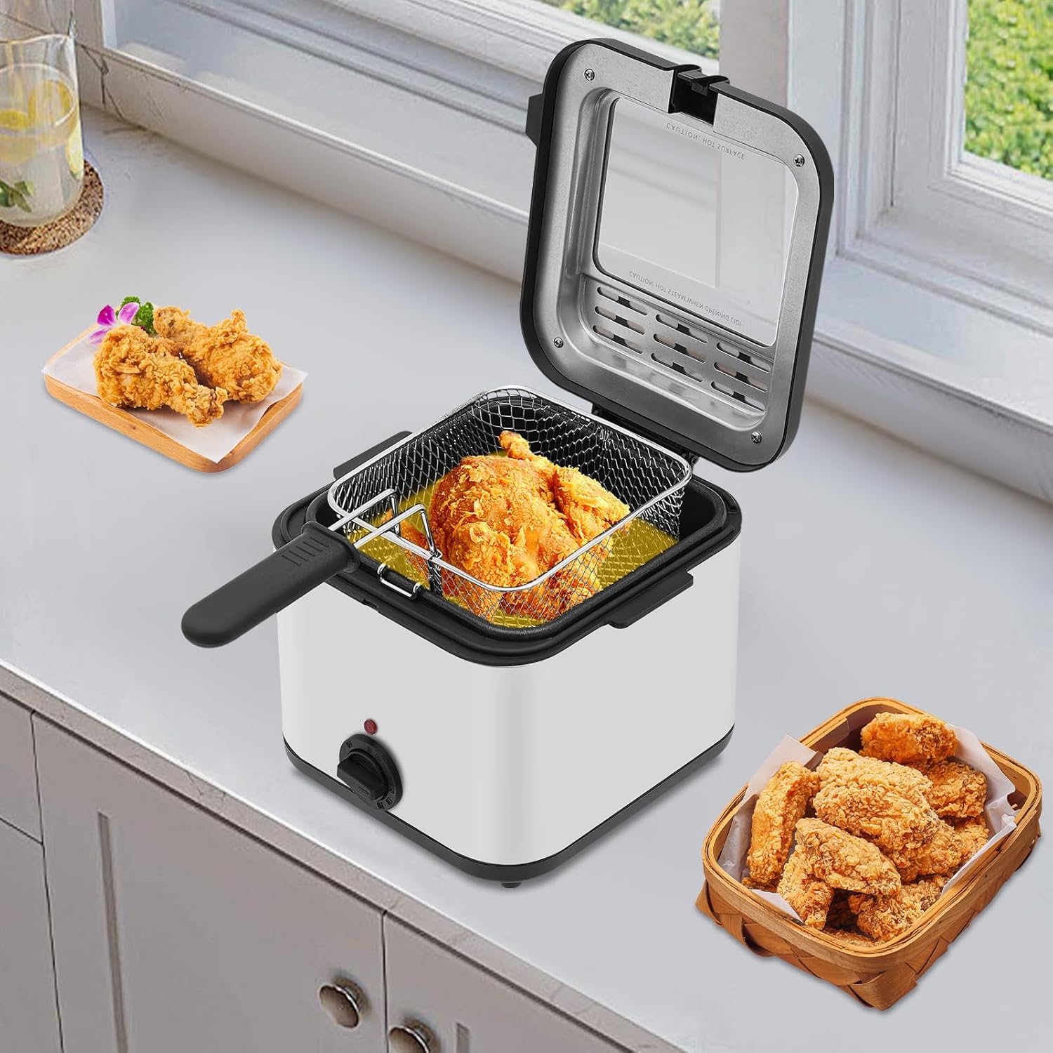 Adjustable Temperature Deep Fryer – Compact Anti-Scald Electric Oil Fryer