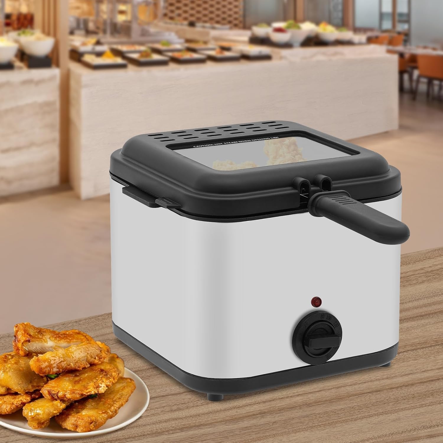 Adjustable Temperature Deep Fryer – Compact Anti-Scald Electric Oil Fryer