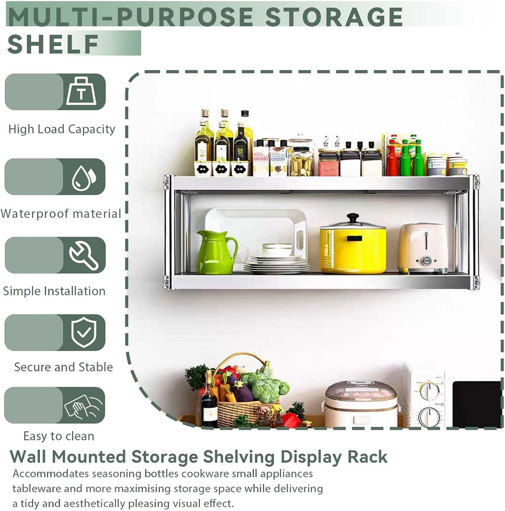 3-Tier Wall Mounted Stainless Steel Shelf – Kitchen & Home Essentials