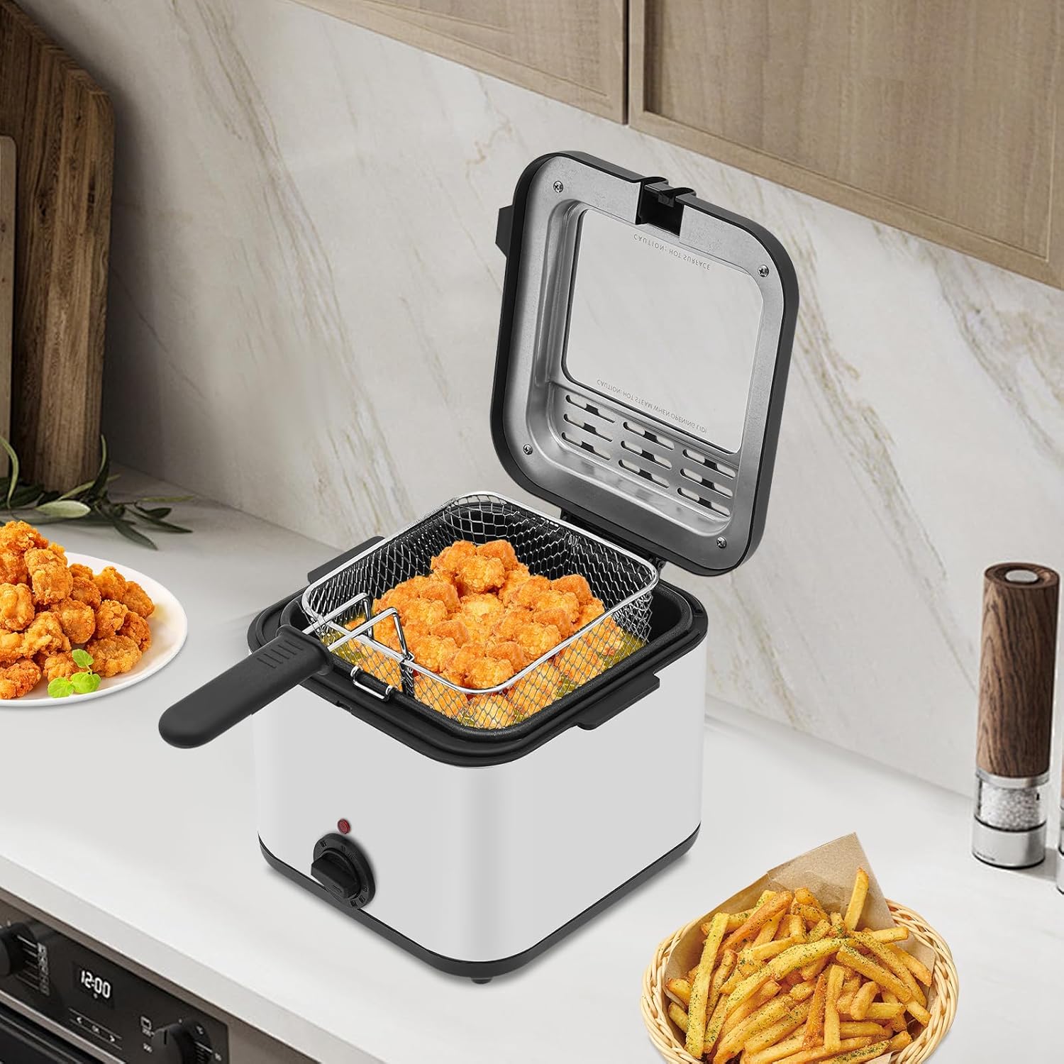 Adjustable Temperature Deep Fryer – Compact Anti-Scald Electric Oil Fryer