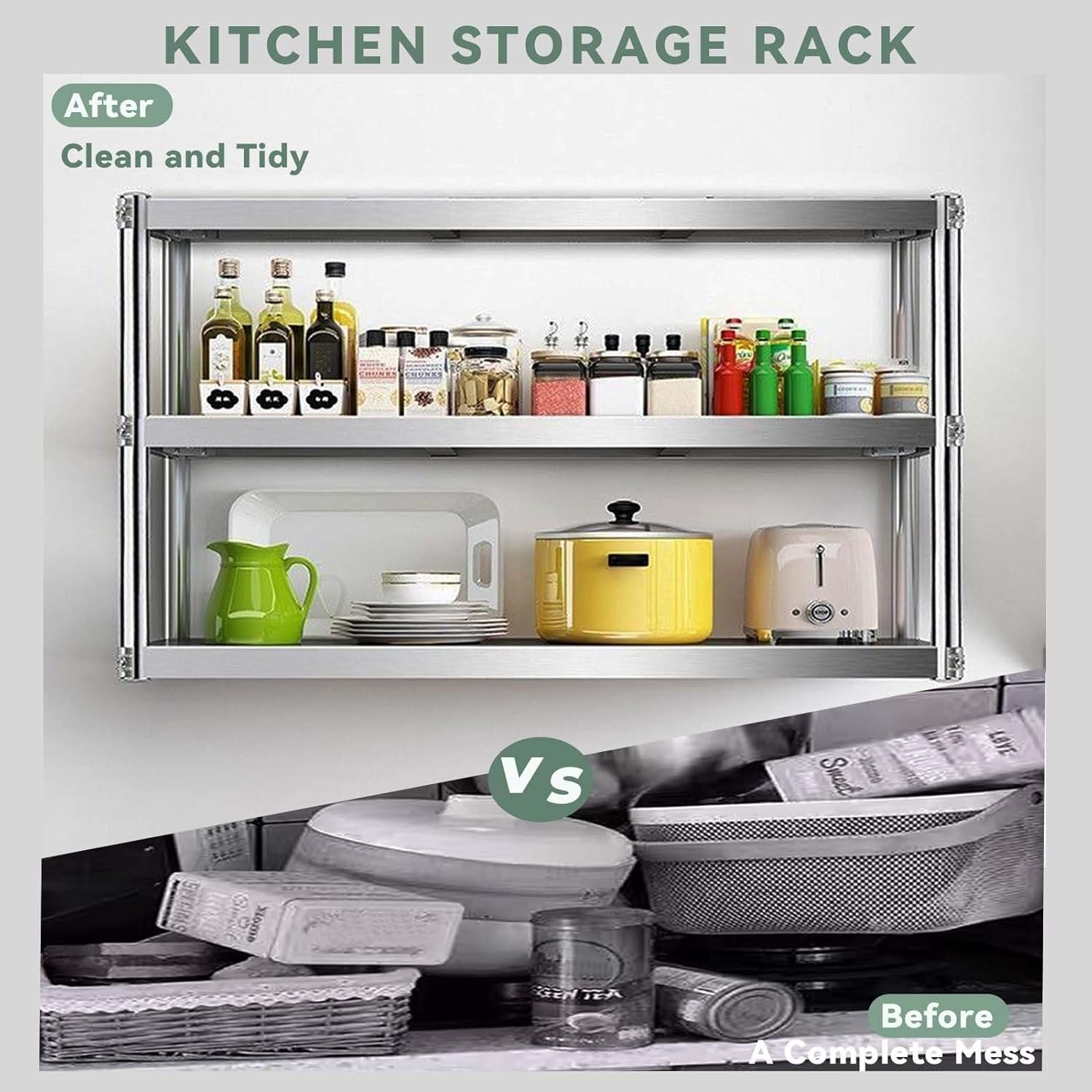 3-Tier Wall Mounted Stainless Steel Shelf – Kitchen & Home Essentials