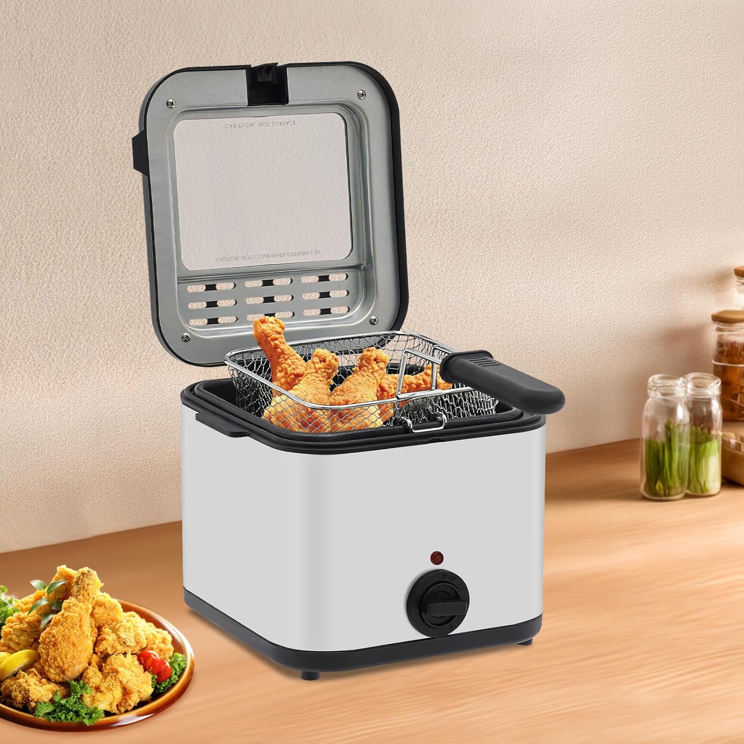Adjustable Temperature Deep Fryer – Compact Anti-Scald Electric Oil Fryer